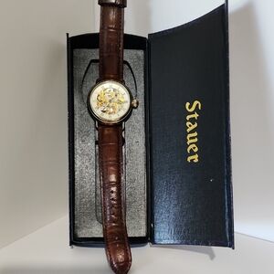 Stauer Vintage Brown Leather Strap Watch